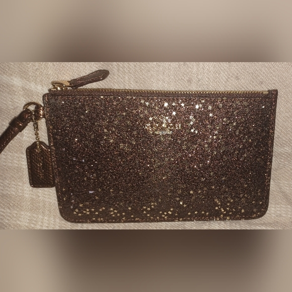 Coach Handbags - NWOT Coach Glittery Brown Wristlet
